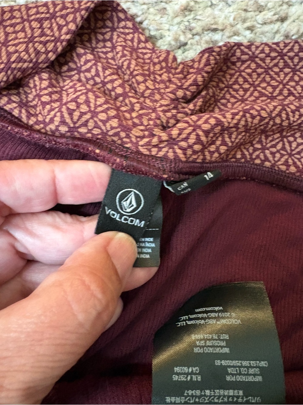 Volcom Rust Red Patterned Flare Pants - Picture 4 of 7